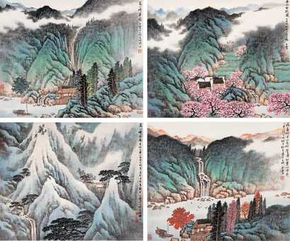 宋玉麟 四季山水 镜心